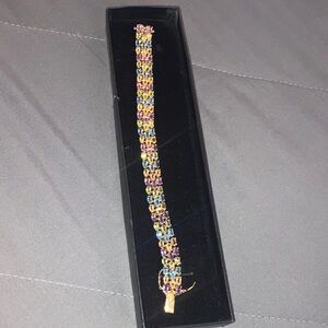 DBJ 925 Gold-plated Chain Link Bracelet With Rows of Gorgeous